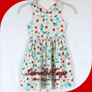 NWT Hanna Andersson Crossback Skater Dress Pockets Bold Poppy Print Blue 120 6 7